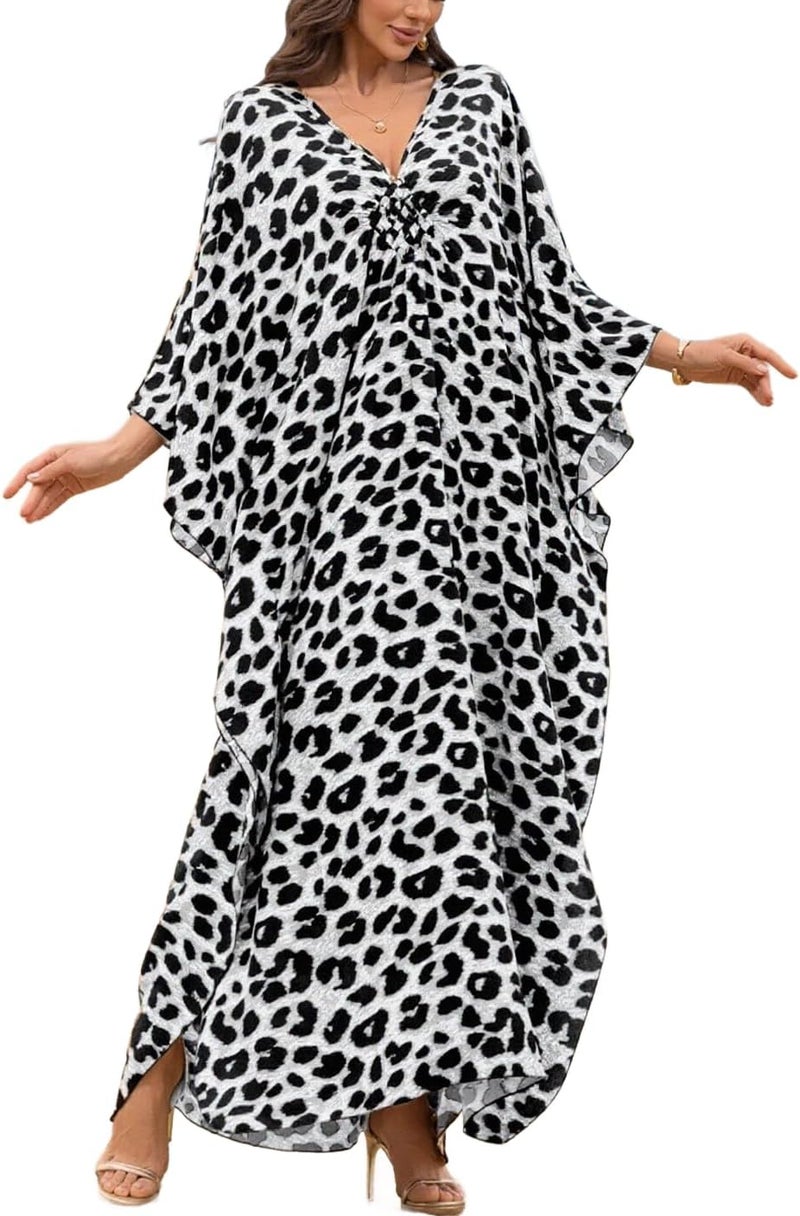KEYLORTING Women's Plus Size Kaftan Dress – Plus Size Maxi Dress Moo Moos Beach Cover Up,Bathing Suit Cover-Up Loungewear - Image 1